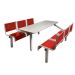 Spectrum Canteen Furniture - 6 Seater - Red Seats - H.790 W.1755 L.1600