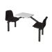 Standard Canteen Furniture - 2 Seat Single Entry - Black Seats - H.725 W.1690 L.530
