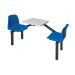 Standard Canteen Furniture - 2 Seat Single Entry - Blue Seats - H.725 W.1690 L.530