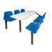 Standard Canteen Furniture - 6 Seater Single Entry - Blue Seats - H.725 W.1690 L.1580