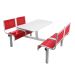 Spectrum Canteen Furniture - 4 Seater - Red Seats - H.790 W.1755 L.1100