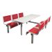 Spectrum Canteen Furniture - 6 Seater - Red Seats - H.790 W.1755 L.1600