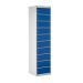 Laptop & Tablet Storage Locker - 10 Compartments, 10 Doors - Dark Blue Doors - H.1800 W.450 D.450