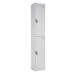 Office Locker - H.1800 W.300 D.300mm - 2 Compartments - Cam Locks - White Carcass & Doors