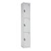 Office Locker - H.1800 W.300 D.300mm - 3 Compartments - Cam Locks - White Carcass & Doors