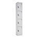 Office Locker - H.1800 W.300 D.300mm - 4 Compartments - Cam Locks - White Carcass & Doors