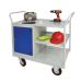 Mobile Maintenance Trolley - Steel Worktop - Fitted With Dark Blue Cupboard & Side Shelf - H.1050 W.1200 D.600
