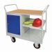 Mobile Maintenance Trolley - MDF Worktop - Fitted With Dark Blue Cupboard & Side Shelf - H.1050 W.900 D.600