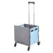 Grey & Blue Folding Box Truck with 4x Large Siwvel Castors (2 with brakes) with Rotating Lid with Tilting Handle